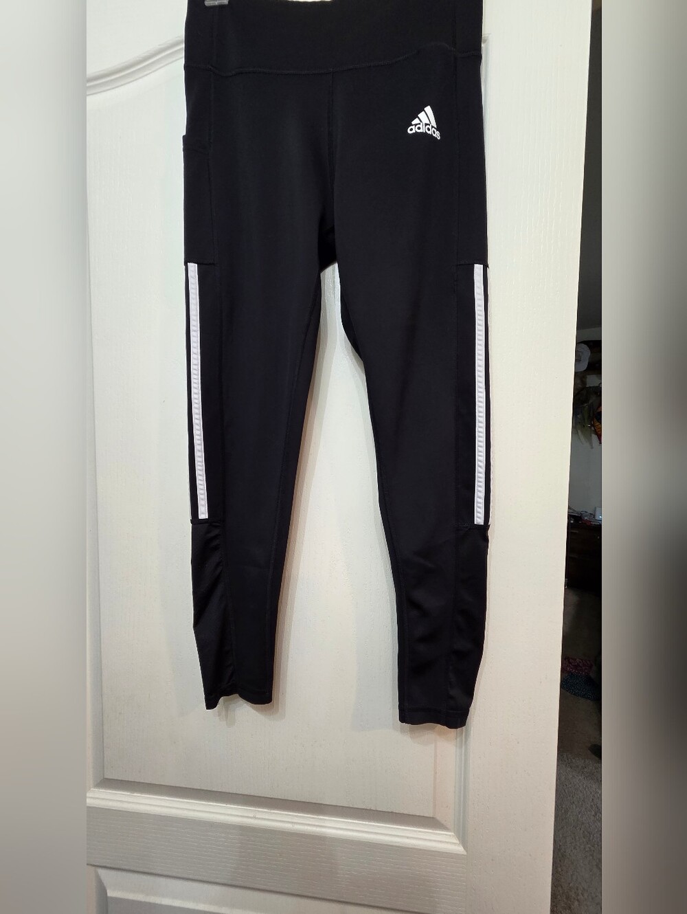 Adidas Women's Black Performance Leggings with Side Tape